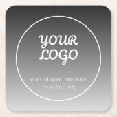 Ihr Logo und Text | Dunkelgrau Gradient Rechteckiger Pappuntersetzer (Vorderseite)