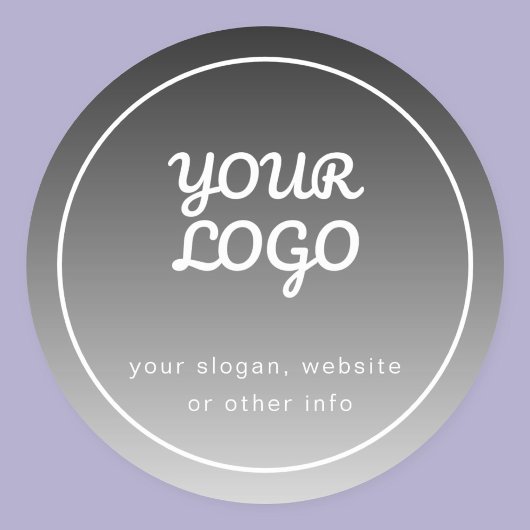 Ihr Logo und Text | Dunkelgrau Gradient Runder Aufkleber