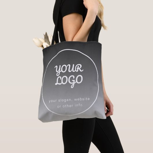 Ihr Logo und Text | Dunkelgrau Gradient Tasche (Von Nahem)