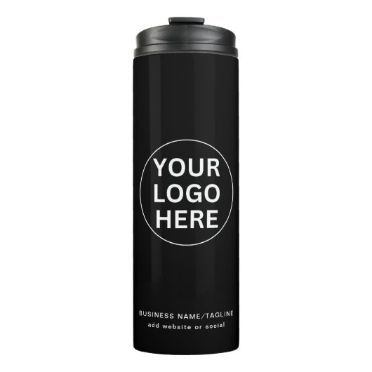 Ihr Logo und Text hier l Schwarz/Weiß Thermosbecher (Vorderseite)