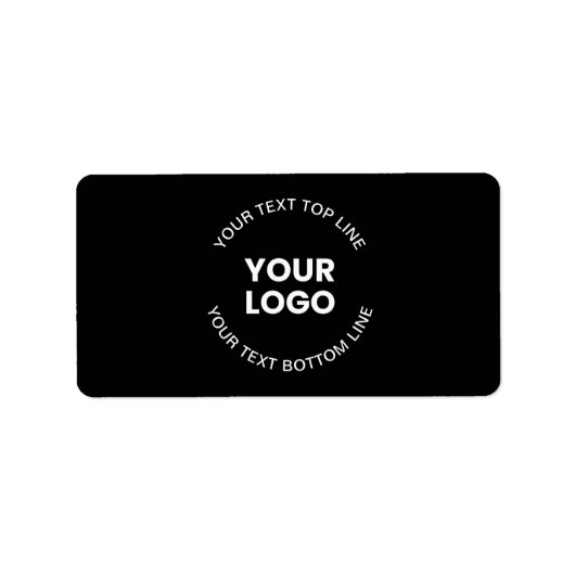 Ihr Logo und Text | Schwarz Adressaufkleber (Vorne)