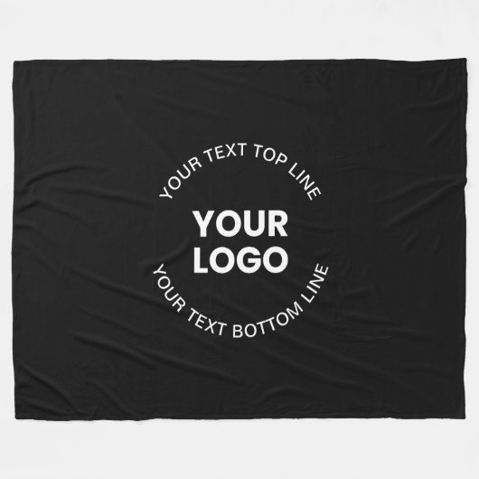 Ihr Logo und Text | Schwarz Fleecedecke (Vorderseite (Horizontal))