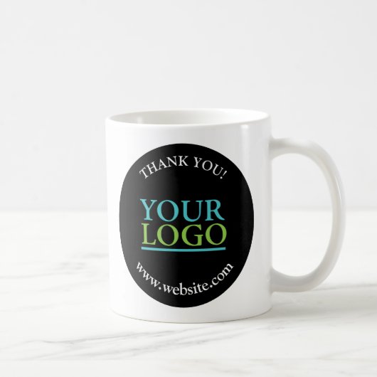 Ihr Logo, vielen Dank, Name & Website, Black Circl Kaffeetasse (Rechts)