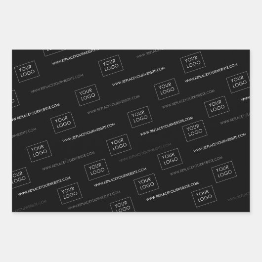 Ihr Logo Website Business Company Packaging Black Geschenkpapier Set (Vorderseite 3)