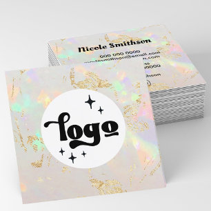 Ihr Logo weiß opal Quadratische Visitenkarte