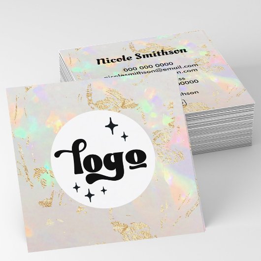 Ihr Logo weiß opal Quadratische Visitenkarte