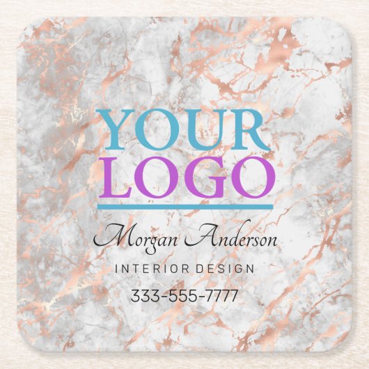 Ihr Logo, Werbung für Ihr Unternehmen, Rose Gold M Rechteckiger Pappuntersetzer (Vorderseite)