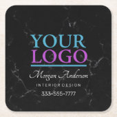 Ihr Logo, Werbung für Ihr Unternehmen, schwarzer M Rechteckiger Pappuntersetzer (Vorderseite)