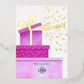 Ihr Logospass Warm-Rosa Geschenke Box Business Folieneinladung (Vorderseite)