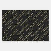 Ihr Meldungsmuster Gesamtüberdruck - Schwarz/Gold Geschenkpapier Set (Vorderseite 3)