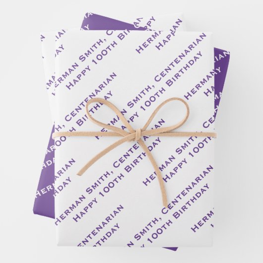 Ihr Meldungsmuster - Großer Ausdruck - Lila/weiß Geschenkpapier Set (Beispiel)