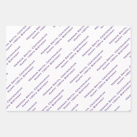 Ihr Meldungsmuster - Großer Ausdruck - Lila/weiß Geschenkpapier Set (Vorderseite)