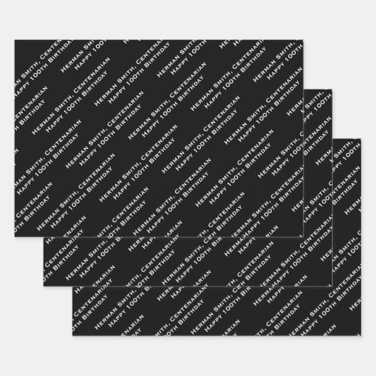 Ihr Meldungsmuster - Umfassender Ausdruck - Schwar Geschenkpapier Set (Set)