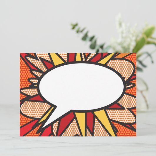 Ihr Message Speech Bubble Fun Retro Comic Book Ankündigung (Stehend Vorderseite)