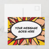 Ihr Message Speech Bubble Fun Retro Comic Book Ankündigungspostkarte (Vorne/Hinten)