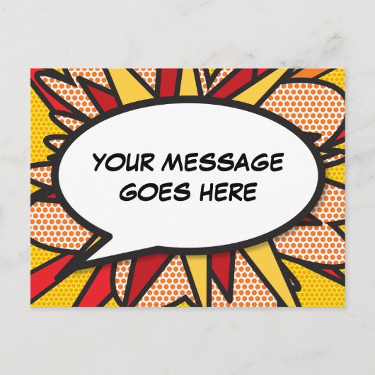 Ihr Message Speech Bubble Fun Retro Comic Book Ankündigungspostkarte (Vorderseite)