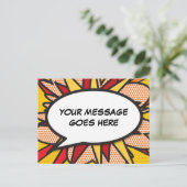 Ihr Message Speech Bubble Fun Retro Comic Book Ankündigungspostkarte (Stehend Vorderseite)