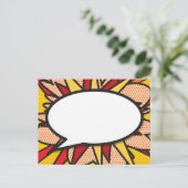 Ihr Message Speech Bubble Fun Retro Comic Book Ankündigungspostkarte (Stehend Vorderseite)