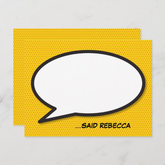 Ihr Message Speech Bubble Fun Retro Comic Book Ankündigungspostkarte (Vorne/Hinten)