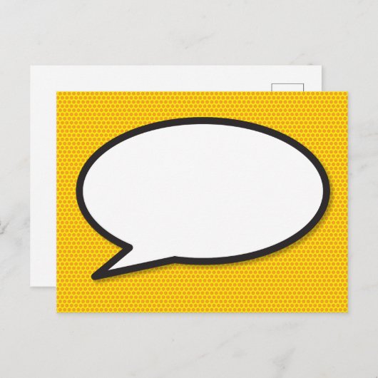 Ihr Message Speech Bubble Fun Retro Comic Book Ankündigungspostkarte (Vorne/Hinten)