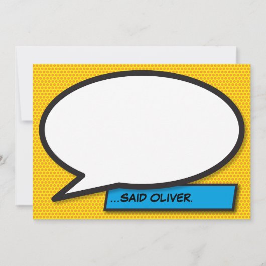 Ihr Message Speech Bubble Fun Retro Comic Book Einladung (Vorderseite)