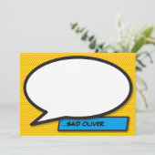 Ihr Message Speech Bubble Fun Retro Comic Book Einladung (Stehend Vorderseite)