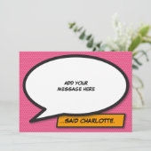 Ihr Message Speech Bubble Fun Retro Comic Book Einladung (Stehend Vorderseite)