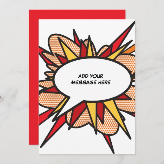 Ihr Message Speech Bubble Fun Retro Comic Book Einladung (Vorne/Hinten)