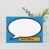 Ihr Message Speech Bubble Fun Retro Comic Book Einladung (Stehend Vorderseite)