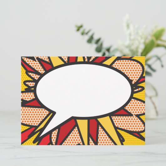 Ihr Message Speech Bubble Fun Retro Comic Book Einladung (Stehend Vorderseite)