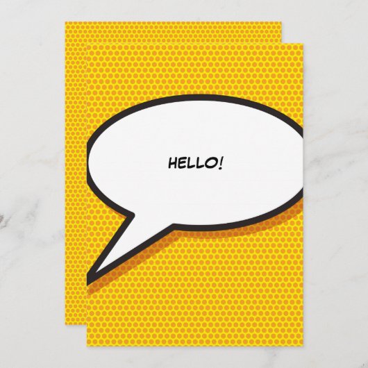Ihr Message Speech Bubble Fun Retro Comic Book Einladung (Vorne/Hinten)