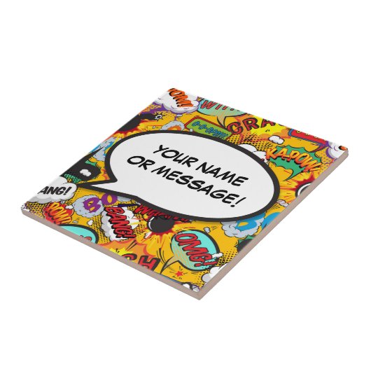 Ihr Message Speech Bubble Fun Retro Comic Book Fliese (Seite)