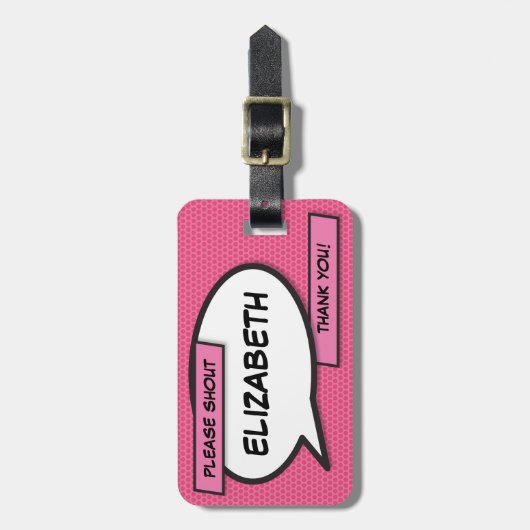 Ihr Message Speech Bubble Fun Retro Comic Book Gepäckanhänger (Vorderseite vertikal)