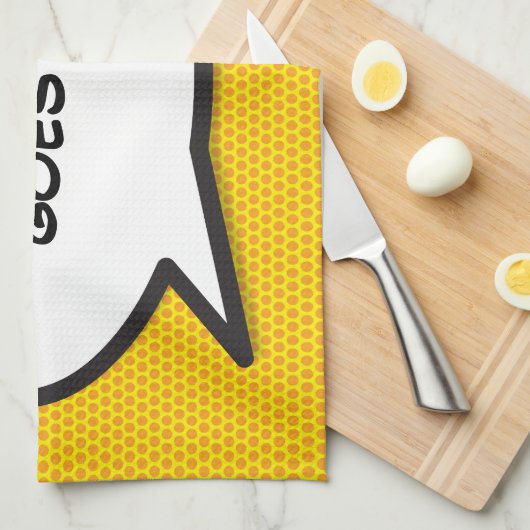 Ihr Message Speech Bubble Fun Retro Comic Book Geschirrtuch (Viertel Falte)