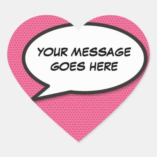 Ihr Message Speech Bubble Fun Retro Comic Book Herz-Aufkleber (Vorderseite)