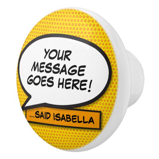 Ihr Message Speech Bubble Fun Retro Comic Book Keramikknauf (Rechts)