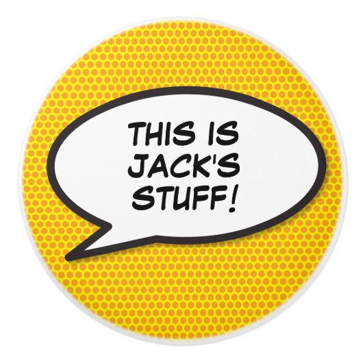 Ihr Message Speech Bubble Fun Retro Comic Book Keramikknauf (Vorderseite)