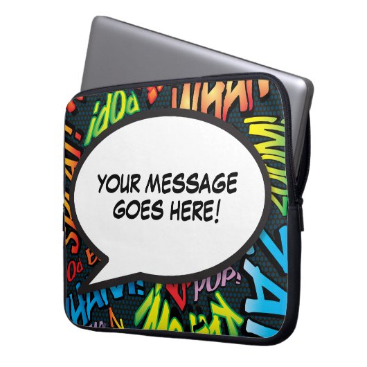 Ihr Message Speech Bubble Fun Retro Comic Book Laptopschutzhülle (Vorderseite Links)