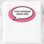 Ihr Message Speech Bubble Fun Retro Comic Book Ovaler Aufkleber (Tasche)