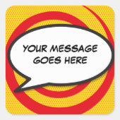 Ihr Message Speech Bubble Fun Retro Comic Book Quadratischer Aufkleber (Vorderseite)