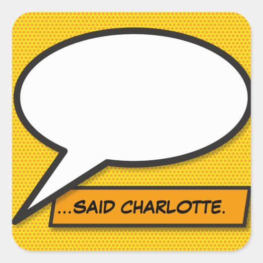 Ihr Message Speech Bubble Fun Retro Comic Book Quadratischer Aufkleber (Vorderseite)