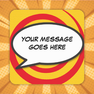 Ihr Message Speech Bubble Fun Retro Comic Book Quadratischer Aufkleber
