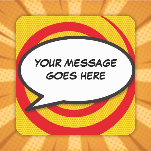 Ihr Message Speech Bubble Fun Retro Comic Book Quadratischer Aufkleber