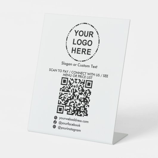 Ihr Minimalistisches Logo Moderner QR-Code Sockelschild (Vorderseite)