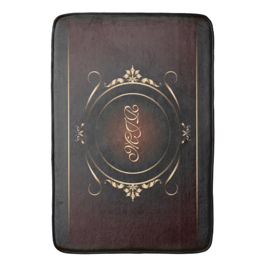 Ihr Monogramm auf Bordeaux und Königgold Badematte (Vorderseite Vertikal)