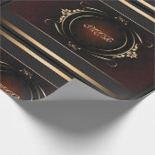 Ihr Monogramm auf Königsburgund und Deluxe-Gold Geschenkpapier (Ecke)