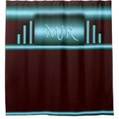 Ihr Monogramm auf Luxuskunst Deko blau und Maron Duschvorhang (Vorderseite)