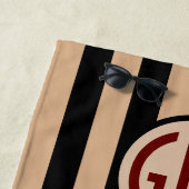 Ihr Monogramm auf Schwarzem u. TANCabanastreifen Strandtuch (Beispiel)