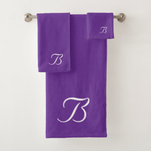 Ihr Monogramm B Purple Passion Badetuch-Set Badhandtuch Set