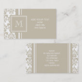 Ihr Monogramm, Beige Damaskusmuster 2 Visitenkarte (Vorne/Hinten)
